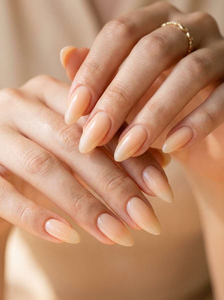 Milky Apricot Almond Nails